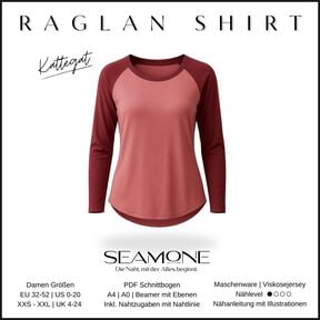 Raglanshirt Damen Schnittmuster PDF | Gr 32–52 | Seamone Raglanshirt Damen Schnittmuster PDF | Gr 32–52 | Seamone