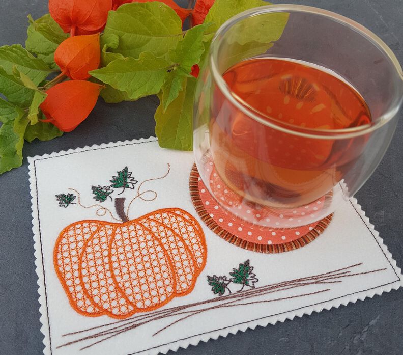 Stickdatei Mug Rug  K&uuml;rbis 13x18cm und 13x20cm image number 5