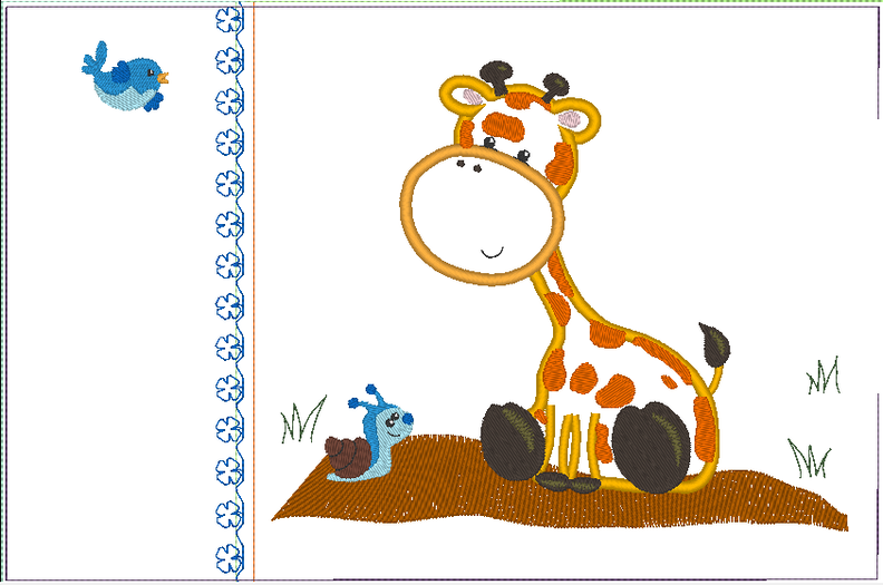 Stickdatei Giraffe + Schnecke Kissen / L&auml;tzchen SET ITH image number 9