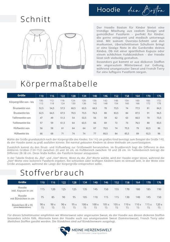 Hoodie Kinder – Schnittmuster Gr. 110-176 – Boston image number 2