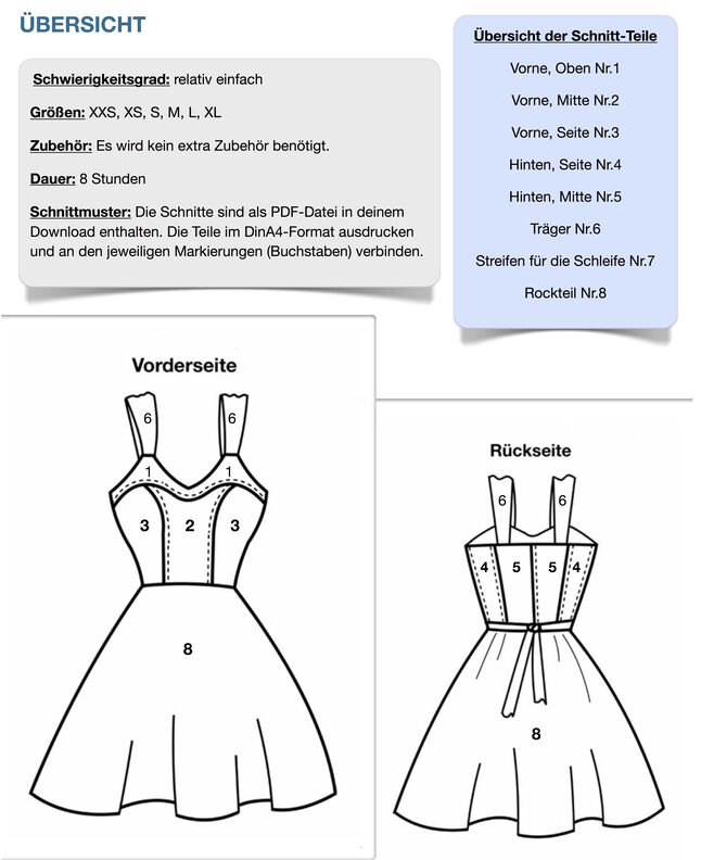 Kleid #Gloria Nähanleitung und Schnittmuster (XXS-XL) image number 5