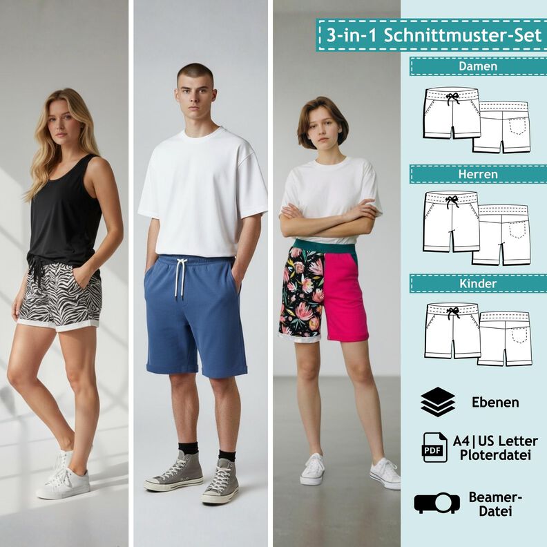 "Familien-Paket" Sweatshorts -Set Herren, Damen und Kinder image number 1