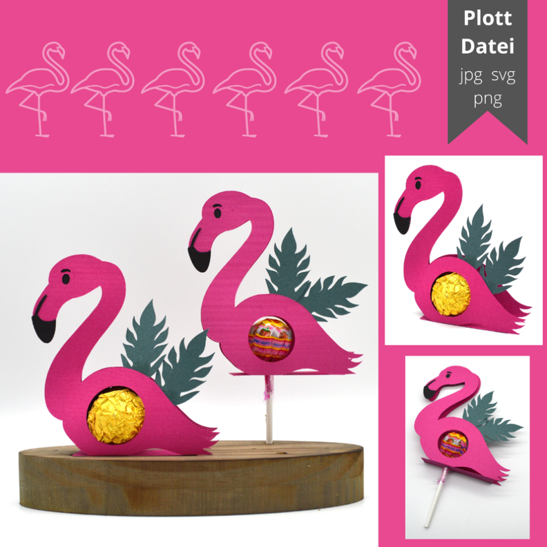Plotterdatei Flamingo zum Befüllen für Schokokugel Lolli image number 1