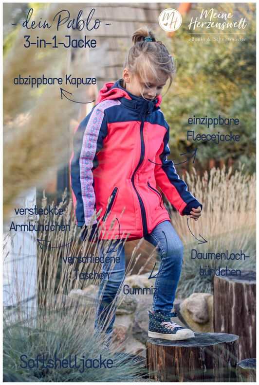 Softshelljacke Kinder Schnittmuster Gr. 74-176 - PABLO #72 image number 2