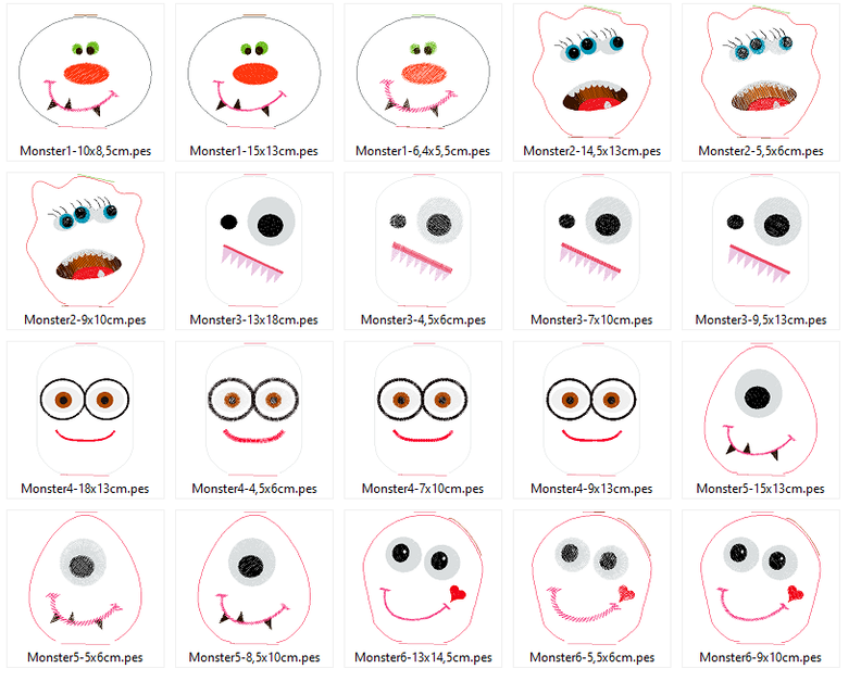 Monster ITH Anh&auml;nger Kissen Stickdatei von 6cm bis 18cm image number 2
