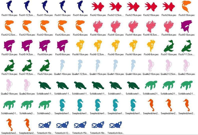 Meerestiere Silhouette Stickdatei Fisch Schildkr&ouml;te  image number 3