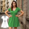 Jersey Kleid Schnittmuster Damen V-Ausschnitt Kurze Ärmel thumbnail number 1
