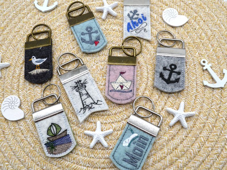 Stickdatei maritim Schlüsselanhänger SET mit Möwe Boot Anker image number 4