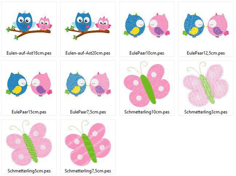 Eulen auf Ast gefüllt Stickdatei Eule image number 5