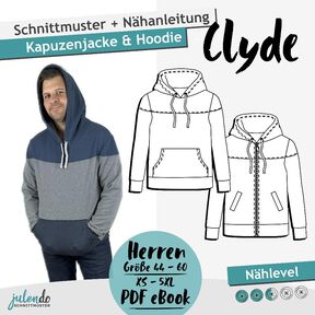 Schnittmuster + Anleitung Männer Hoodie/Zipjacke Gr. 44 - 60