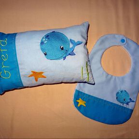 Stickdatei - Wal Kissen und L&auml;tzchen SET ITH