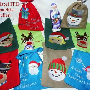 Weihnachtenssäckchen Stickdatei ITH 13x18