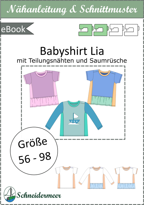 Lia – Baby Shirt mit Rüsche und Knopfleiste Gr. 56-98, A4+A0 image number 7