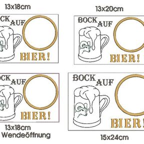 Stickdatei Bier ITH Mugrug verschiedene Größen
