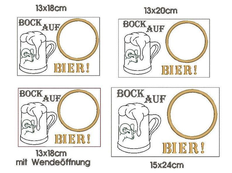Stickdatei Bier ITH Mugrug verschiedene Größen image number 2