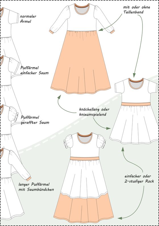 Milana Kinder Kleid mit Puffärmeln Größe 86-158, A4+A0 image number 8
