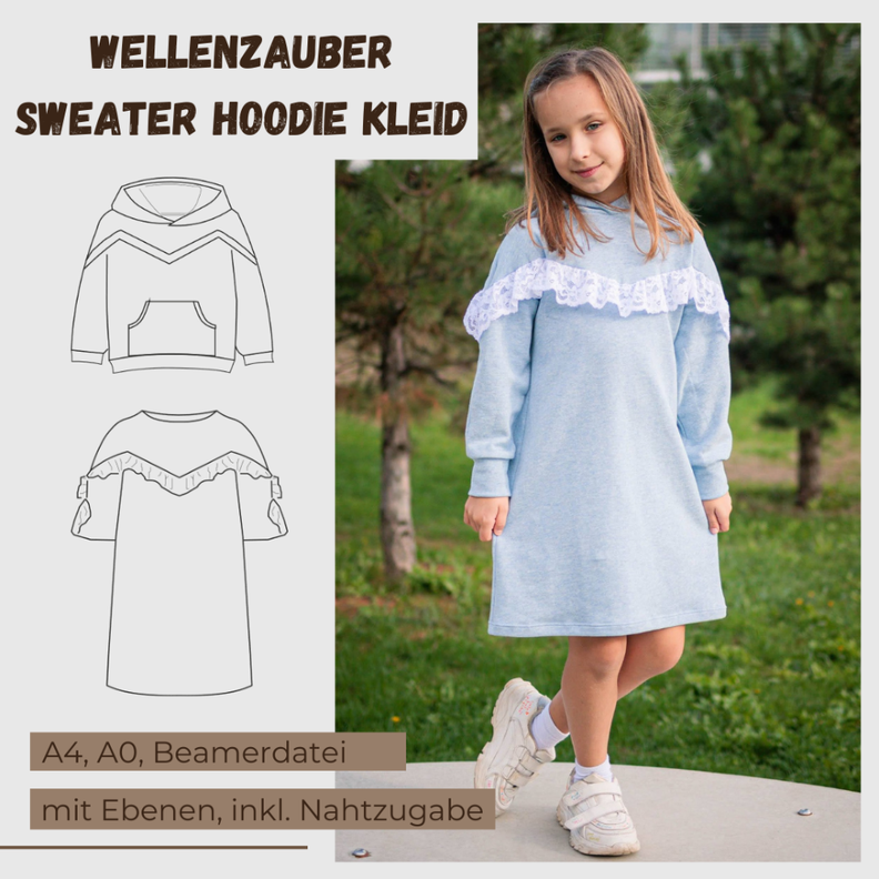 Sweater Hoodie Kleid Wellenzauber (Gr. 86 - 152) image number 1