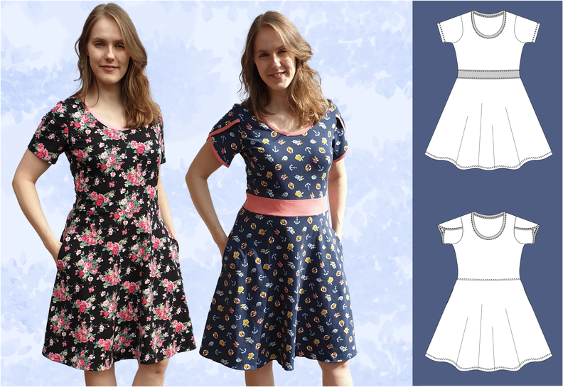 „Isa“ – Jerseykleid mit glockigem Rock, BU 80-116, A4+A0 image number 8