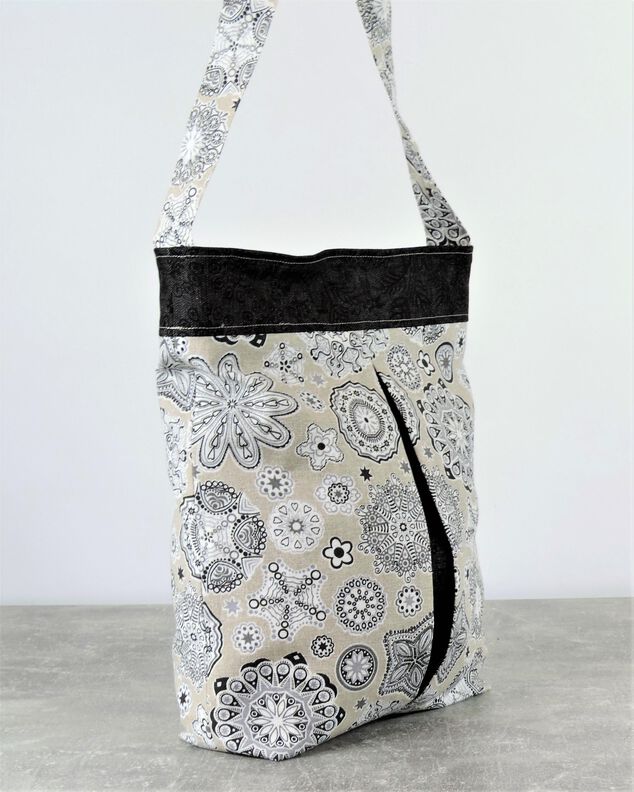 Tasche „Lizzy“ – mit farbiger Blende & Kellerfalte, 2 Größen image number 5
