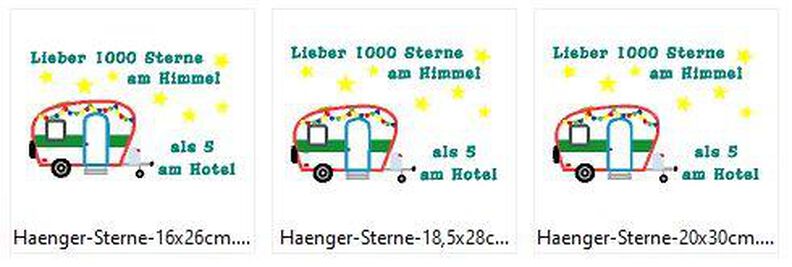 Camping Hänger - Lieber 1000 Sterne am Himmel Stickdatei image number 2