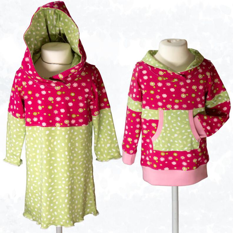 Kinder Sweatkleid „Yuna“ mit Kapuze oder Kragen 86-158 A4+A0 image number 1