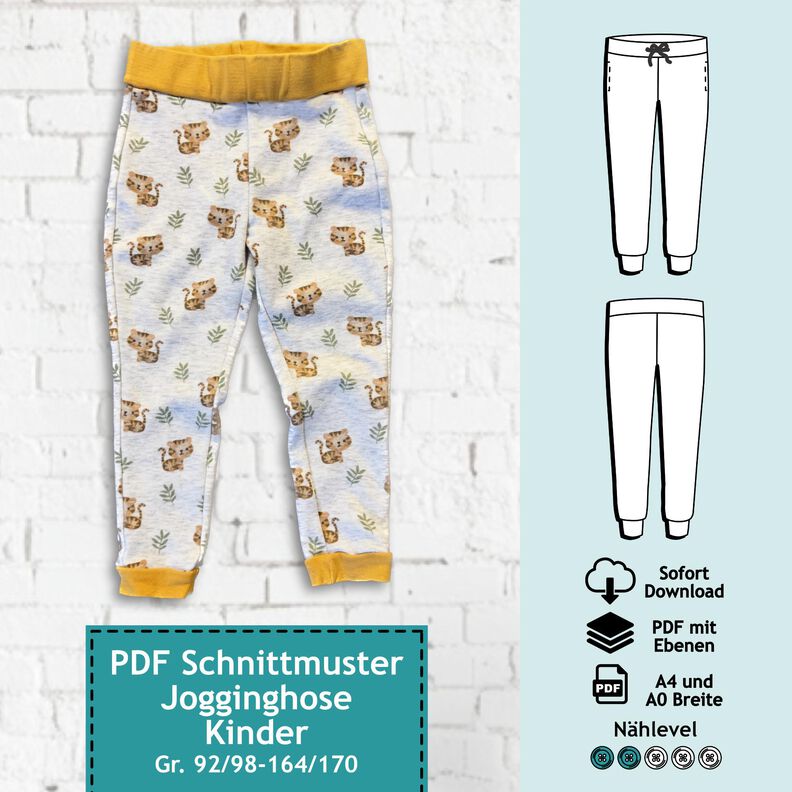  Kinder Jogginghose Anni Gr. 92/98-164/170 - mit Ebenen image number 1