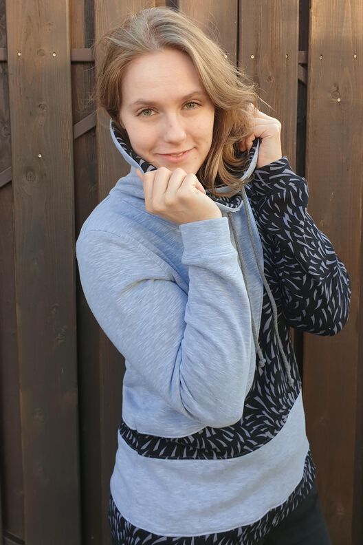 Lara Hoodie mit Wellenmuster, Kapuze, Kragen BU 80-116 A4+A0 image number 5
