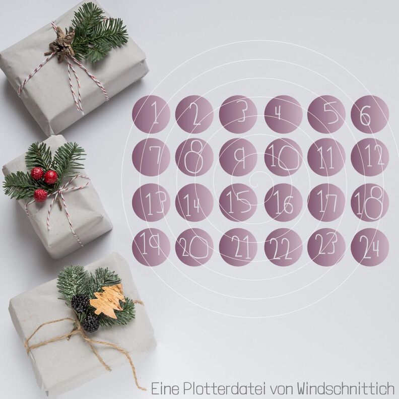 Plotterdatei - Adventskalender Zahlen Kinderschrift image number 2