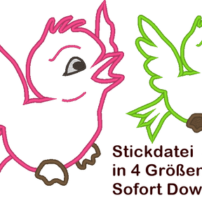 Stickdatei frecher Spatz Vogel 