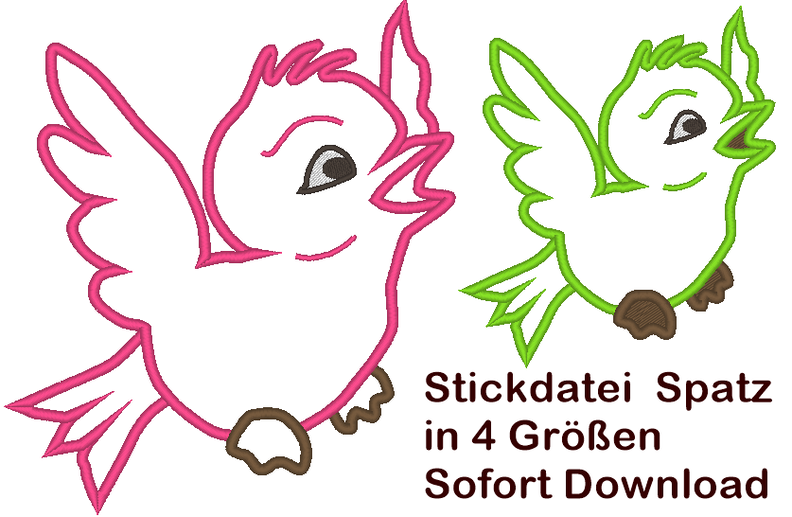 Stickdatei frecher Spatz Vogel image number 1