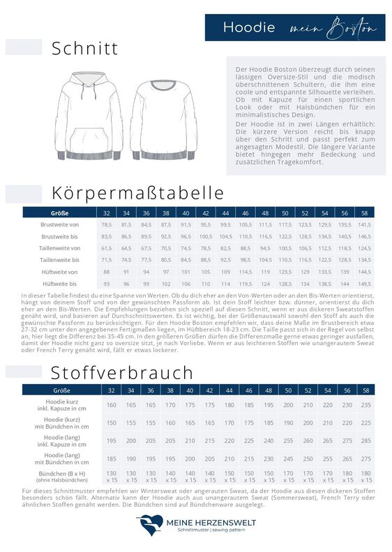 Hoodie für Damen – Schnittmuster Gr. 32-58 – Boston image number 3