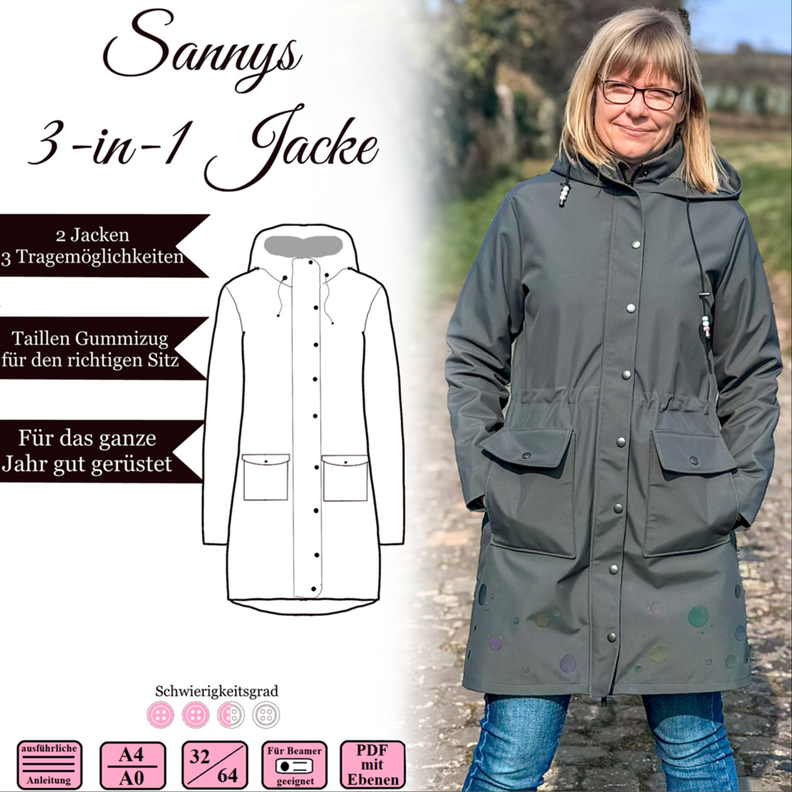 Sannys 3-in-1 Jacke – Gr 32-64 – EBook und Nähanleitung image number 1