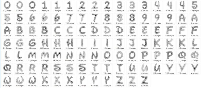 Buchstaben Zahlen in 1cm 1,5cm und 2cm Stickdatei image number 7