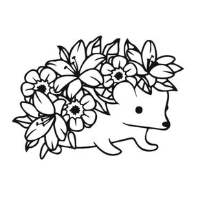 Plotterdatei Igel mit Blumen