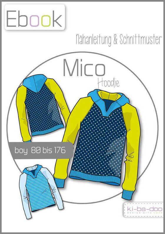 Ebook/Nähanleitung Raglan-Hoodie MICO Jungs Gr. 80 - 176 image number 1