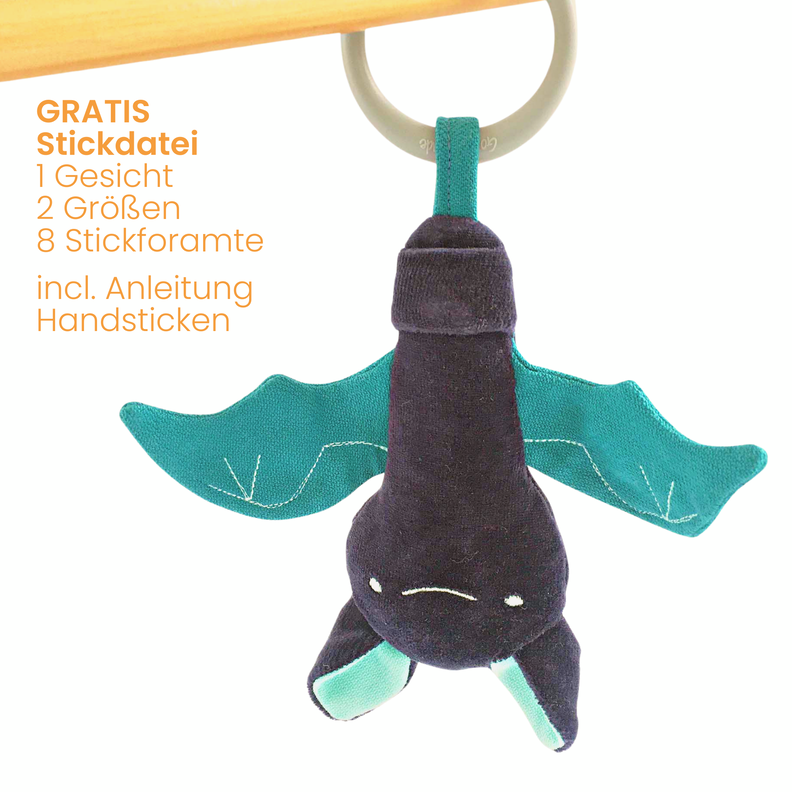 Fledermaus Greifling, Gratis Stickdatei + Handsticken  image number 9