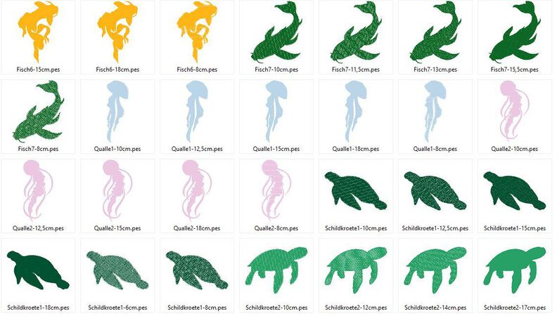 Meerestiere Silhouette Stickdatei Fisch Schildkr&ouml;te  image number 5