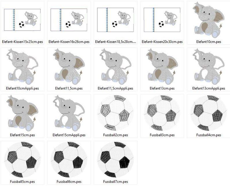 Elefant mit Fu&szlig;ball inkl. Kissen ITH Stickdatei image number 6