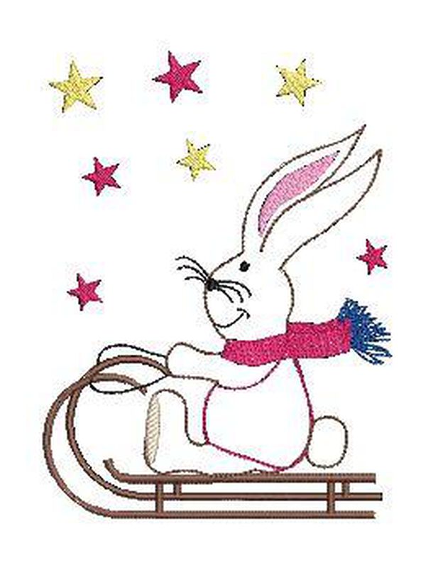 Stickdatei Hase auf Schlitten 2er SET 13x18cm image number 3