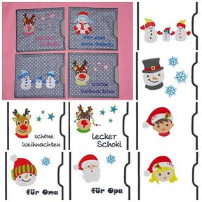 Schokoladen Verpackung Hülle Weihnachten ITH Stickdatei 