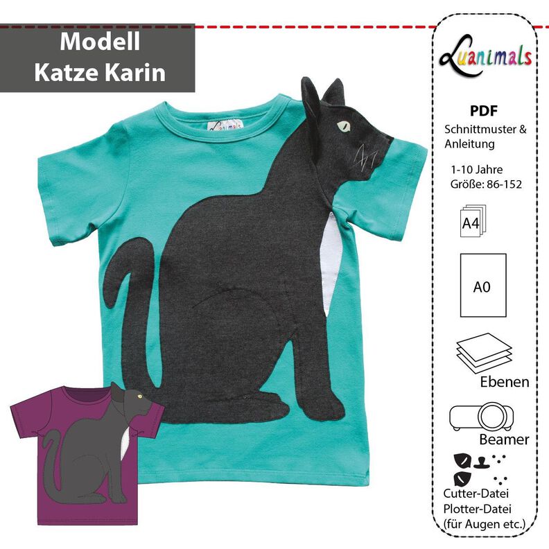 T-Shirt Kind E-Book Luanimals Katze Karin (86-152cm) image number 1