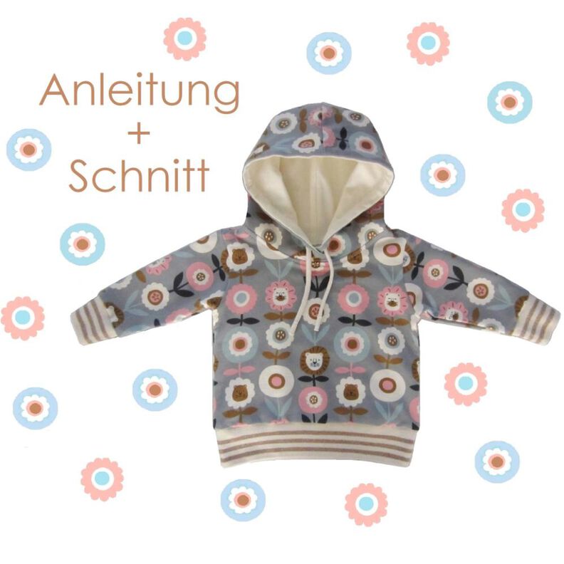 Schnitt Babyhoodie mit Strickbündchen Gr.62 - 104 image number 1