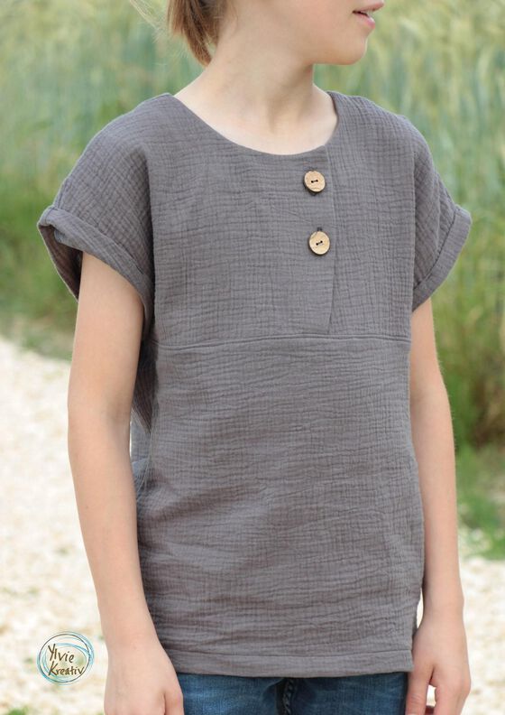 Musselin Shirt Solmusling Gr. 128-170, Leinen, inkl. A0 image number 5