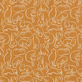 Baumwollstoff Cretonne verspielte Katzen – currygelb, 