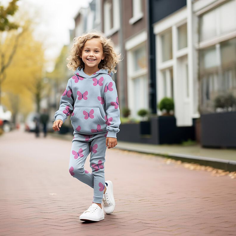 Sweatshirt angeraut große Schmetterlinge | Poppy Fabrics – elfenbein/rosa,  image number 5