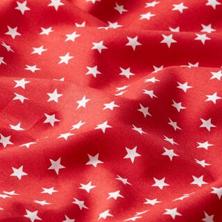 Baumwollpopeline mittellgroße Sterne – rot/weiss, 