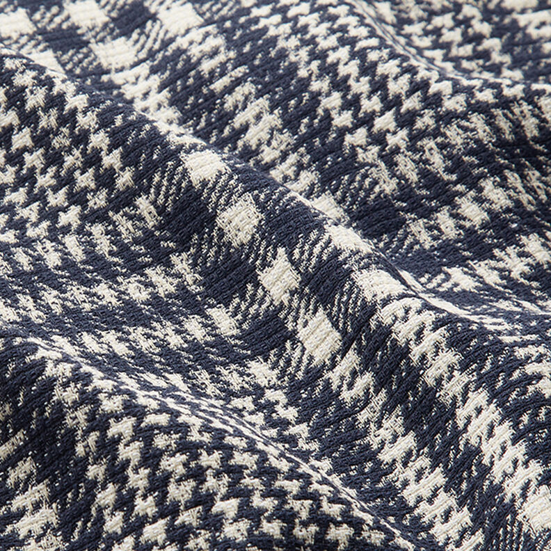 Mantelstoff Doubleface Karo – marineblau/weiss,  image number 2