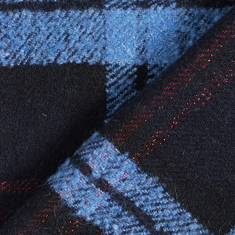 Mantelstoff Karo Loops – schwarz/blau, image number 4