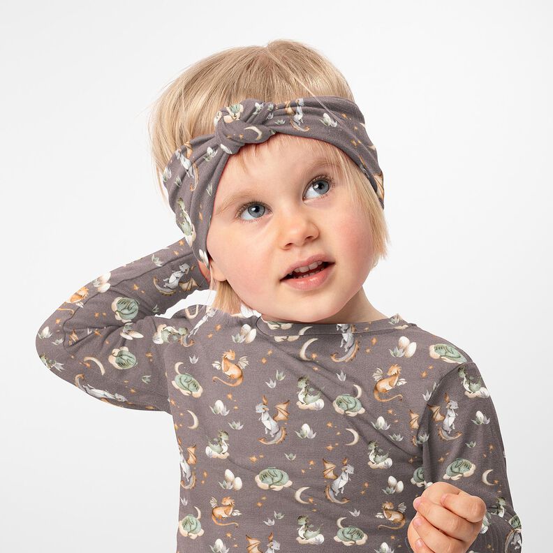 French Terry Sommersweat süße Drachen Digitaldruck – dunkeltaupe,  image number 5