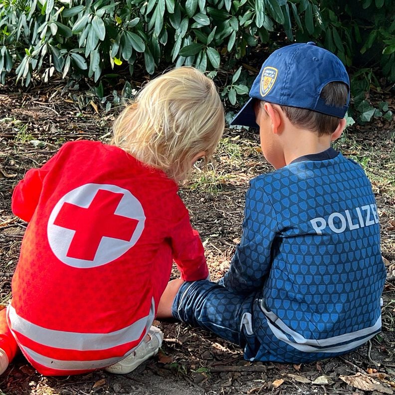 French Terry Panel Einmal Polizistin sein | Stoff&Liebe – jeansblau/silbergrau, image number 8